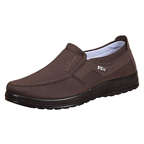 Freizeitschuhe Herren Slipper Mode Ganzjahres Herren Freizeitschuhe Flache Böden rutschfest Wasserdicht Obermaterial Einfarbig Bequemer Slip Tanzschuhe (A, 42) von VBEDKDEB