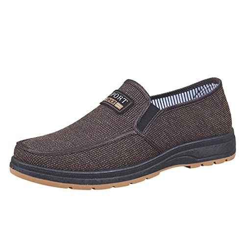 Freizeitschuhe Herren Slipper Mode die ganze Saison über Herren Freizeitschuhe flach, rutschfest, leichtes Tuch, Obermaterial, Frühlingsfarbe, bequemer Slip einfacher Stil Weiße Sneaker (A, 39) von VBEDKDEB
