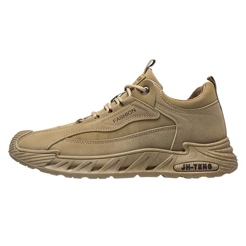 Freizeitschuhe Herren Slipper Modische Herren Low Top Schnürschuhe Retro Wildleder Weiche Sohle Sport und Freizeitschuhe Running Shoes Men (Coffee, 47) von VBEDKDEB