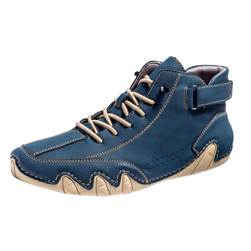 Freizeitschuhe Herren Slipper Paar Herbst Neue Außenhandel High Top Stiefel Männer Und Frauen Freizeit Kurze Stiefel Trend Atmungsaktive Lederschuhe Slipper Herren (Dark Blue, 37) von VBEDKDEB