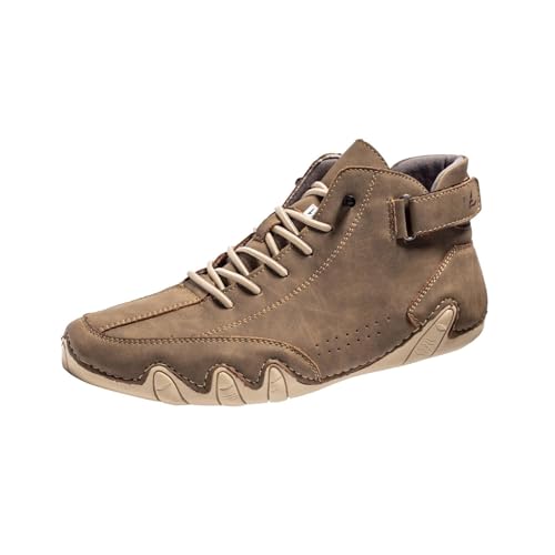Freizeitschuhe Herren Slipper Paar Herbst Neue Außenhandel High Top Stiefel Männer Und Frauen Freizeit Kurze Stiefel Trend Atmungsaktive Lederschuhe Slipper Herren (Khaki, 38) von VBEDKDEB