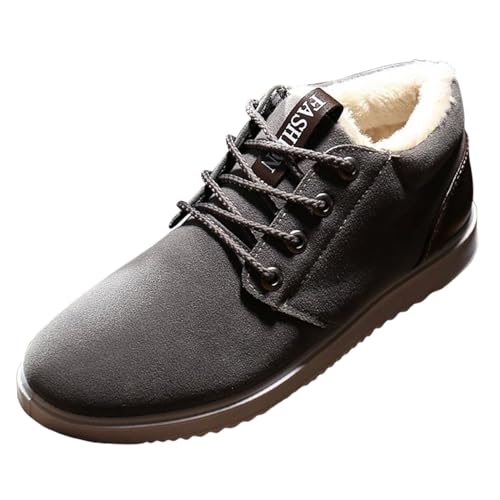 Freizeitschuhe Herren Slipper Winter Herren Schneeschuhe Baumwollschuhe Samt Verdickung Warme Casual Wanderstiefel Schuhe Schwarz (Grey, 41) von VBEDKDEB