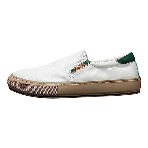 Freizeitschuhe Herren Slipper leinwand Herrenschuhe koreanische Version des Trends von EIS Tuch atmungsaktive Board Schuhe Freizeitschuhe Slip On Sneaker Herren (White, 43) von VBEDKDEB