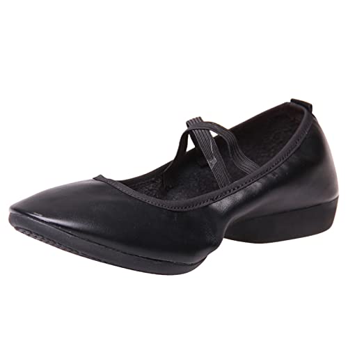 Gesundheitsschuhe Damen Ballerinas Damen rutschfeste Keile runde Zehen atmungsaktive Tanzschuhe Schwarze Ballerina Damen Mokassins Damen (Black, 40) von VBEDKDEB