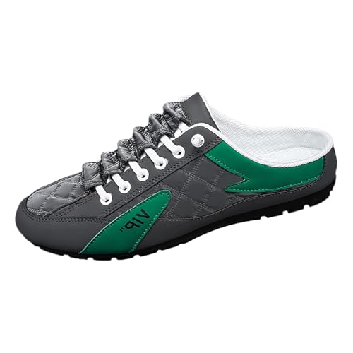 Herren Clogs Pantolette Schlappen Herren Baotou Halbzehenschuhe Fashion Hundred Casual Splicing Bunte offene Zehen Flache Sport Freizeitschuhe Gartenclogs Sommer Walking Pantoffeln (Grey #5, 39) von VBEDKDEB