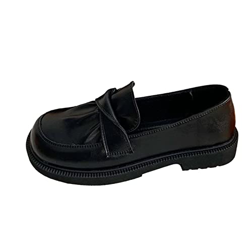 Loafer Damen Flache Mokassins Slipper Breiter Fuß Mary Jane Einzelschuh Britischer Stil Schwarze kleine Lederschuhe Vielseitige lässige Modeschuhe Halbschuhe Slip on Bequemschuhe Komfort (40) von VBEDKDEB