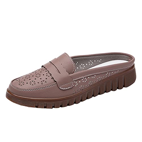 Loafer Damen Flache Mokassins Slipper Freizeit Damen Hollow Four Seasons Soft Sole Non Slip Wedges Round Toe Atmungsaktive On Lazy Shoes Hausschuhe Schlupfschuhe Slip on Bequemschuhe Flach (42) von VBEDKDEB