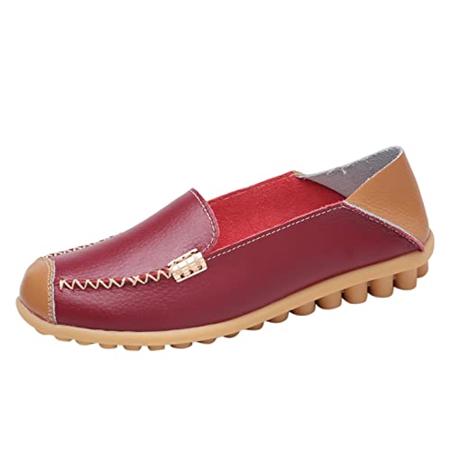 Loafer Damen Flache Mokassins Slipper Mode Frauen atmungsaktive Spitze up Schuhe Wohnung beiläufige Bequem Slip on Bequemschuhe Komfort (37) von VBEDKDEB