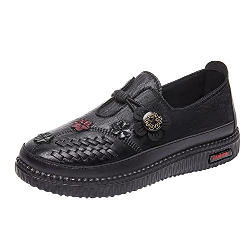 Loafer Damen Flache Mokassins Slipper Mode Frauen beiläufige Schuh Flache weiche untere Bequeme Normallack Blumen Gummiband Schlupfschuhe Slip on Bequemschuhe Flats (39) von VBEDKDEB