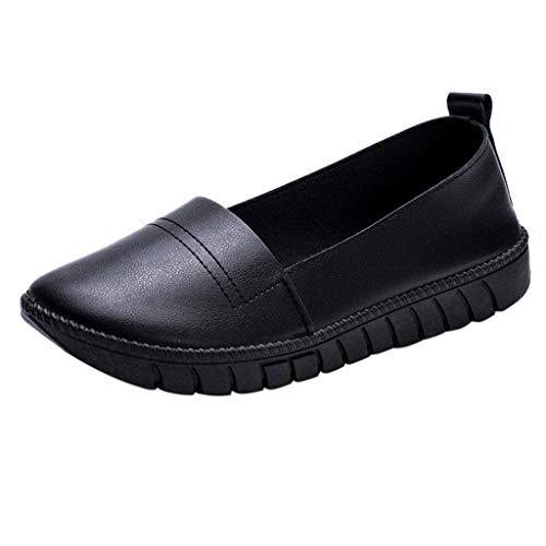 Loafer Damen Flache Mokassins Slipper Rundes Boot einzelne Flache Freizeitschuhe Zehen Schuhe Slip on faul Frauen Damenschuhe Halbschuhe Bequem Slip on Flach (37) von VBEDKDEB