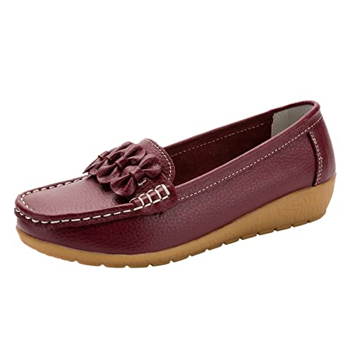 Loafer Damen Flache Mokassins Slipper Slip On Women Walking Flat Loafers Freizeitschuhe Driving Wanderschuhe für Frauen Slip on Bequemschuhe Komfort Flach (42) von VBEDKDEB