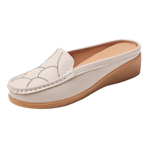 Loafer Damen Flache Slipper Mokassins Damen Lederschuhe mit Baotou, modische Oberbekleidung, offener Absatz, Slip On Plateau, weiche Sohle, Freizeitschuhe Bequem Slip on Bequemschuhe Flats (Beige, 38) Loafer Damen Flache Slipper Mokassins Damen Lederschuhe mit Baotou, modische Oberbekleidung, offener Absatz, Slip On Plateau, weiche Sohle, Freizeitschuhe Bequem Slip on Bequemschuhe Flats (Beige, 38) von VBEDKDEB