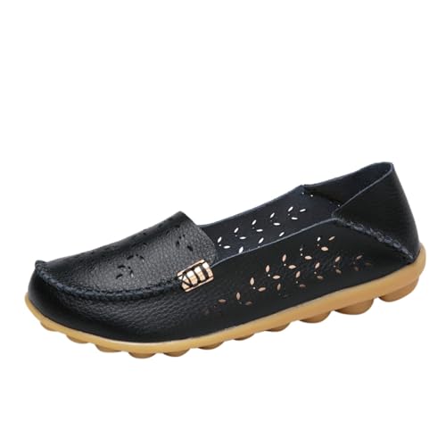Loafer Damen Flache Slipper Mokassins Damenschuhe Grobe Absätze Kurze Lederstiefel Stiefel High Heels Damenstiefel Mode Reißverschlussstiefel Halbschuhe Schlupfschuhe Komfort Flats (42) von VBEDKDEB