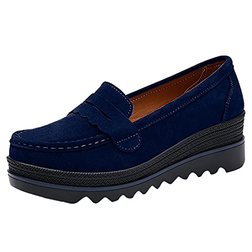 Loafer Damen Flache Slipper Mokassins Frauen beschuht beiläufige Flache Kleid Schuh Espadrilles weibliche Schuhe für Schlupfschuhe Bequem Slip on Komfort (Blue, 37) von VBEDKDEB