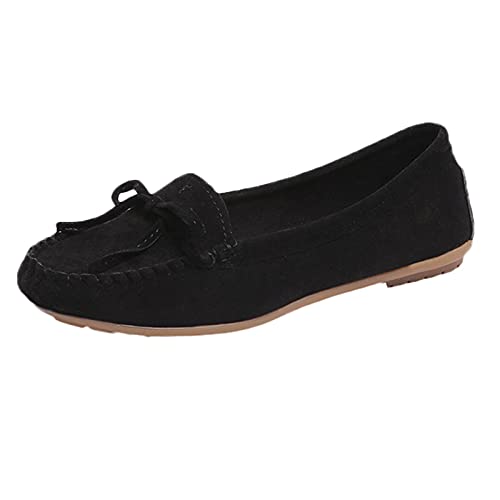 Loafer Damen Flache Slipper Mokassins Schuhe Flache lässige Runde Wildleder Frauen Single Freizeit Zehen Slip on Freizeitschuhe Schlupfschuhe Bequemschuhe Komfort Flats (42) von VBEDKDEB