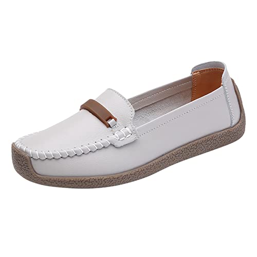 Loafer Damen Flache Slipper Mokassins Slip On Women Walking Flat Loafers Freizeitschuhe Driving Wanderschuhe für Frauen Halbschuhe Slip on Bequemschuhe Flats (Grey, 37) von VBEDKDEB