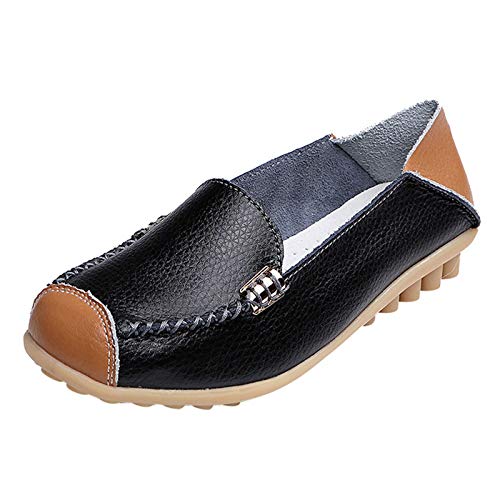 Loafer Damen Mokassins Flache Slipper Freizeit Schuhe unten weiche Flache Frauen Single Slip on Toe Runde Damenfreizeitschuhe Halbschuhe Bequem Bequemschuhe Flach (42) von VBEDKDEB