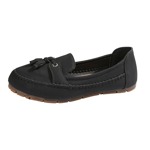 Loafer Damen Mokassins Flache Slipper Frühling und Sommer Damenschuhe mit runder Spitze weicher Sohle, Quaste, einbeinig, flach, modisch, Freizeitschuhe Schlupfschuhe Bequem Komfort Flats (41) von VBEDKDEB