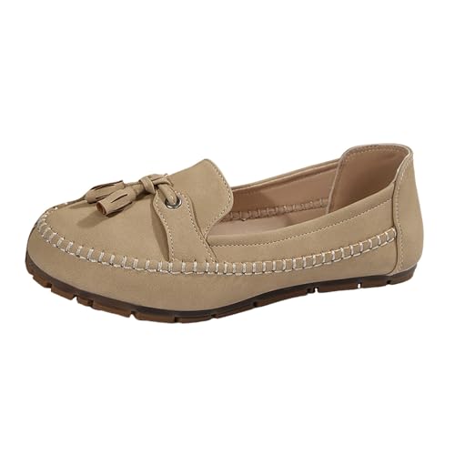 Loafer Damen Mokassins Flache Slipper Frühling und Sommer Damenschuhe mit runder Spitze weicher Sohle, Quaste, einbeinig, flach, modisch, Freizeitschuhe Schlupfschuhe Bequem Komfort Flats (Khaki, 41) Loafer Damen Mokassins Flache Slipper Frühling und Sommer Damenschuhe mit runder Spitze weicher Sohle, Quaste, einbeinig, flach, modisch, Freizeitschuhe Schlupfschuhe Bequem Komfort Flats (Khaki, 41) von VBEDKDEB