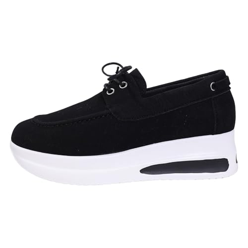 Loafer Damen Mokassins Flache Slipper Lässige Damenschuhe mit dicker Sohle, modische Freizeit Oberbekleidung, Schnürschuhe, einfarbig, Retro Freizeitschuhe Schlupfschuhe Bequemschuhe Komfort (38) von VBEDKDEB