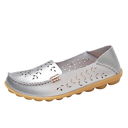 Loafer Damen Mokassins Flache Slipper Mode Frauen atmungsaktive Spitze up Schuhe Wohnung beiläufige Halbschuhe Slip on Bequemschuhe Komfort (37) von VBEDKDEB
