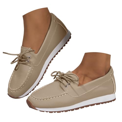 Loafer Damen Mokassins Flache Slipper Schlupfschuhe mit geschlossener Spitze für Damen, modische Lederschuhe weicher Sohle, leichte Freizeitschuhe draußen Halbschuhe Schlupfschuhe Slip on (Khaki, 43) Loafer Damen Mokassins Flache Slipper Schlupfschuhe mit geschlossener Spitze für Damen, modische Lederschuhe weicher Sohle, leichte Freizeitschuhe draußen Halbschuhe Schlupfschuhe Slip on (Khaki, 43) von VBEDKDEB