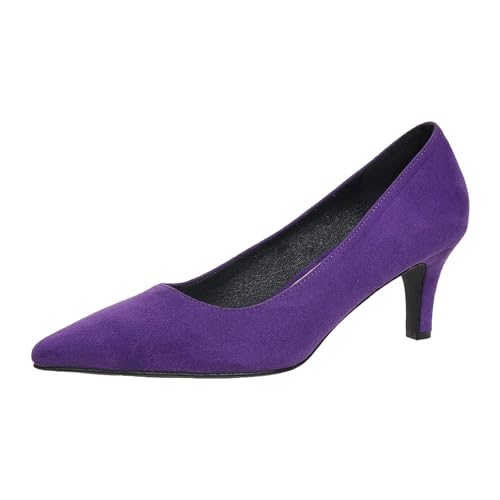 Pumps Damen High Heels mit geschlossener Spitze, Damen Stilettos, Zehenpartie, Abendschuhe, Hochzeit, Abschlussball, Braut, Arbeit, modisch, bequem, Klassische Schuhe Schwarze Pump (Purple, 42) von VBEDKDEB