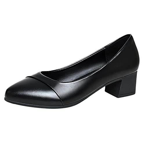 Pumps Damen Schuhe Dicke Frauen Slip on Heel Mode Freizeitschuhe Bequeme Zehe Freizeitschuhe für Frauen Damenpumps (37) von VBEDKDEB