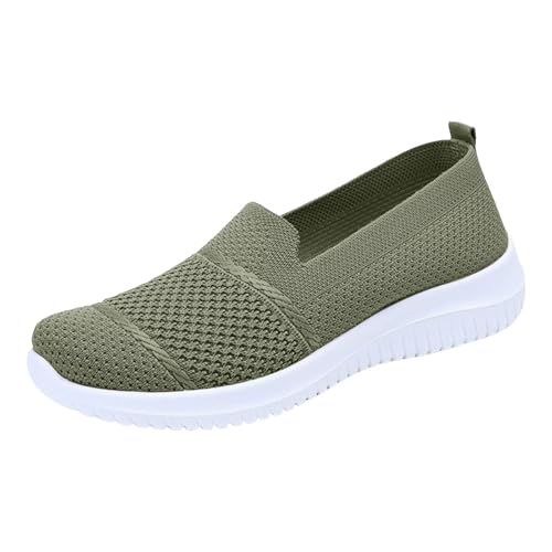 Sneaker Damen Laufschuhe Slip on Freizeitschuhe Orthopädische Schuhe Damen Walkingschuhe Leichte Weite Mesh Atmungsaktive Freizeit Laufschuhe Bequeme Outdoor Sommerschuhe Turnschuhe (Green, 36) von VBEDKDEB