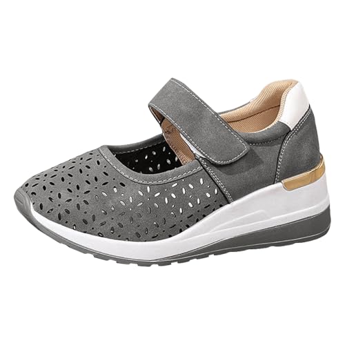 Sneaker Damen Laufschuhe Slip on Turnschuhe Schuhe mit dicker Sohle Keilabsatz für Mädchen zum Tragen im Freien. Modische, ausgehöhlte Kappe, atmungsaktive bequeme Weiße Leder Sneaker Damen (Grey, 40) Sneaker Damen Laufschuhe Slip on Turnschuhe Schuhe mit dicker Sohle Keilabsatz für Mädchen zum Tragen im Freien. Modische, ausgehöhlte Kappe, atmungsaktive bequeme Weiße Leder Sneaker Damen (Grey, 40) von VBEDKDEB
