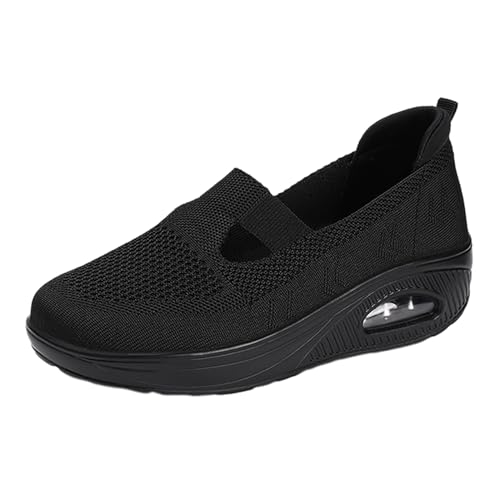 Sneaker Damen Laufschuhe Sportschuhe Slipper Frühling und fliegende Mesh Oberfläche atmungsaktive lässige Damenschuhe Keilabsatz dicke Sohle Luftkissenschuhe Einzelschuhe Damen Turnschuhe (37) von VBEDKDEB