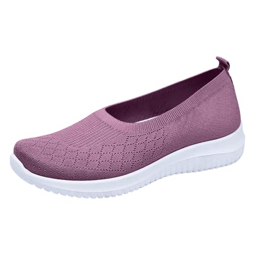 Sneaker Damen Slip on Slipper Laufschuhe Orthopädische Schuhe Damen Walkingschuhe Leicht Weite Mesh Atmungsaktiv Casual Laufschuhe Bequeme Outdoor Sommerschuhe Turnschuhe Damen Schuhe (Purple, 36) von VBEDKDEB