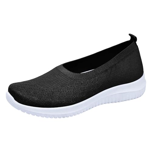 Sneaker Damen Slip on Slipper Laufschuhe Orthopädische Schuhe Damen Walkingschuhe Leicht Weite Mesh Atmungsaktiv Casual Laufschuhe Bequeme Outdoor Sommerschuhe Turnschuhe Damen Schuhe Schwarz (41) von VBEDKDEB
