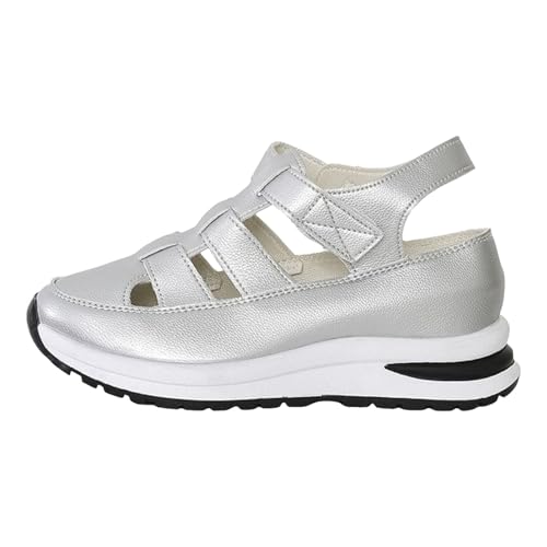 Sneaker Damen Slip on Sportschuhe Turnschuhe Damen Sneaker mit Klettverschluss, hohler, dicker Sohle und Zehenkappe, einfarbige Oberbekleidung, Freizeitschuhe zum Pendeln Atmungsaktive Schuhe (40) von VBEDKDEB