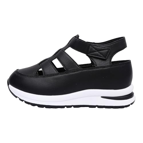 Sneaker Damen Slip on Sportschuhe Turnschuhe Damen Sneaker mit Klettverschluss, hohler, dicker Sohle und Zehenkappe, einfarbige Oberbekleidung, Freizeitschuhe zum Pendeln Atmungsaktive Schuhe (43) von VBEDKDEB