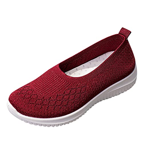 Sneaker Damen Slipper Turnschuhe Laufschuhe Farbe Schuhe außen Frauen Mesh solide Sports atmungsaktive Damen Sneaker Schwarz Damen (Red, 38) von VBEDKDEB