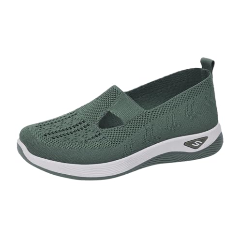 Sneaker Damen Slipper Turnschuhe Sportschuhe Women's and Winter Bow Soft Soled Slip On Flat Heels Fleece Warm Single Shoes Damen Schuhe Sommer (Green, 39) von VBEDKDEB