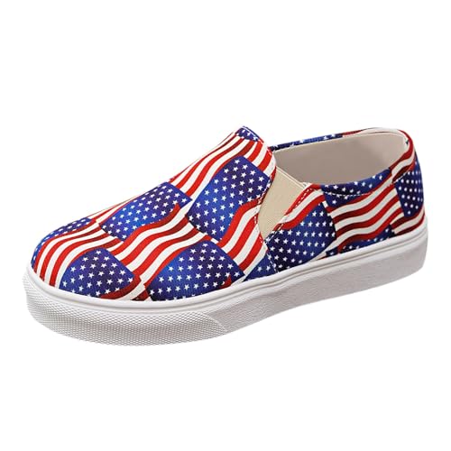Sneaker Damen Sportschuhe Slipper Laufschuhe Damen Stoff Mode Bedruckte Freizeitschuhe Leichte Slip On rutschfeste Wanderschuhe Womens Trainers (Blue, 42) von VBEDKDEB
