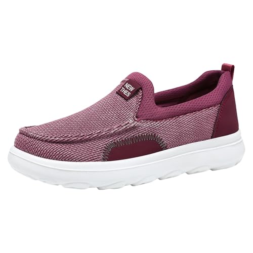 Sneaker Damen Sportschuhe Turnschuhe Slipper Modische und Klassische Slipper für Männer Frauen, atmungsaktive, weiche Sohle, leichte Freizeitschuhe Damenschuhe Sneaker (Red, 41) von VBEDKDEB