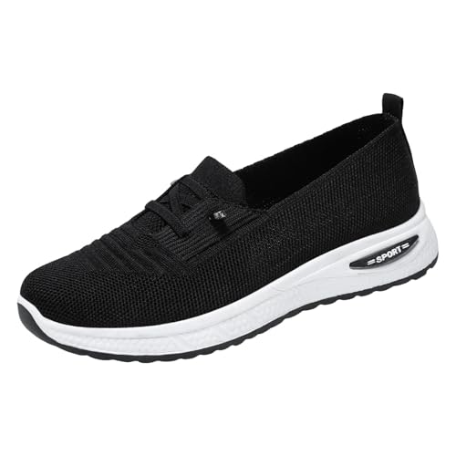 Sneaker Damen Turnschuhe Freizeitschuhe Laufschuhe Schnürschuhe für Damen, Oberbekleidung, Sportschuhe, modisches Mesh, leicht, atmungsaktiv, weiche Sohle, flache Öffnung Damen Sneaker Weiß (37) von VBEDKDEB
