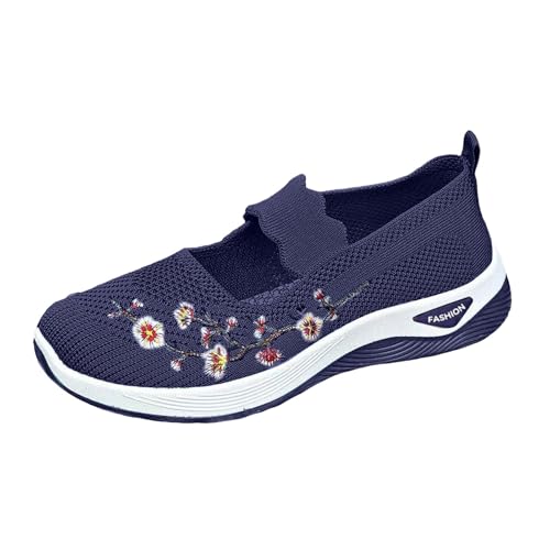 Sneaker Damen Turnschuhe Freizeitschuhe Slipper Leichte, atmungsaktive Mesh Sandalen, weiche Sohle, Frühlings und Outdoor Kleidung, geschlossene Zehenpartie, Slip On Stoff Sneaker Damen (Blue, 38) von VBEDKDEB