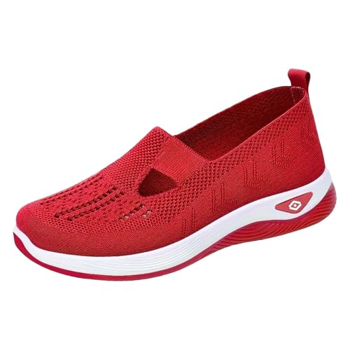 Sneaker Damen Turnschuhe Laufschuhe Freizeitschuhe Damen Schlupfschuhe mit geschlossener Spitze und ausgehöhlter Oberbekleidung, weiche Sohle, leichte, atmungsaktive Halbschuhe Damen Schwarz (Red, 37) Sneaker Damen Turnschuhe Laufschuhe Freizeitschuhe Damen Schlupfschuhe mit geschlossener Spitze und ausgehöhlter Oberbekleidung, weiche Sohle, leichte, atmungsaktive Halbschuhe Damen Schwarz (Red, 37) von VBEDKDEB