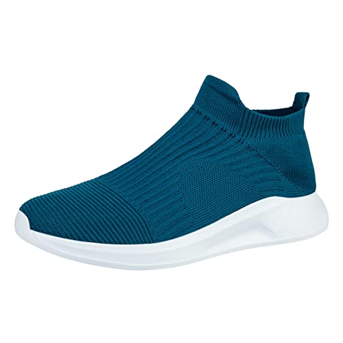 Sneakers Herren Laufschuhe Sportschuhe Mode Frühling Herren Sportschuhe flacher Boden leicht Slip Fly gewebtes Mesh atmungsaktiv bequem einfarbig lässig minimalistischer Stil Sneaker Ohne (Blue, 42) von VBEDKDEB