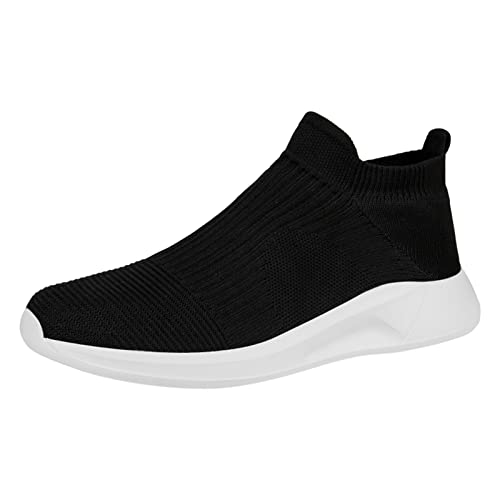 Sneakers Herren Laufschuhe Sportschuhe Mode Frühling Herren Sportschuhe flacher Boden leicht Slip Fly gewebtes Mesh atmungsaktiv bequem einfarbig lässig minimalistischer Stil Sneaker Ohne (White, 41) von VBEDKDEB