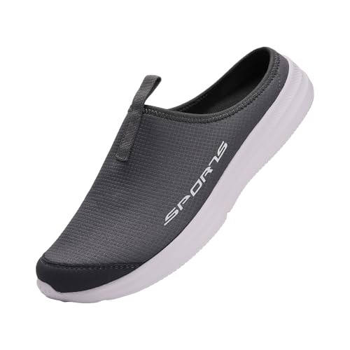 Sneakers Herren Laufschuhe Sportschuhe Slip Pantoletten Clogs für Damen Herren Leichte Schuhe mit offener Rückseite Wanderschuhe Atmungsaktive Hausschuhe Geschlossene Zehensandalen (Dark Gray, 42) von VBEDKDEB