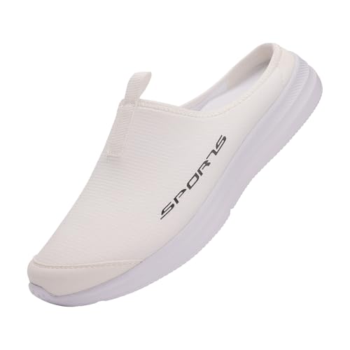 Sneakers Herren Laufschuhe Sportschuhe Slip Pantoletten Clogs für Damen Herren Leichte Schuhe mit offener Rückseite Wanderschuhe Atmungsaktive Hausschuhe Geschlossene Zehensandalen Mens (White, 47) von VBEDKDEB