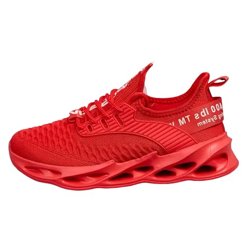 Sneakers Herren Sportschuhe Laufschuhe Atmungsaktive Fly Woven Lässige Und Bequeme Paarschuhe Trendy Fish Scale Sport Casual Damenschuhe Outdoor Freizeit Reiseschuhe Skaterschuhe Herren (Red, 43) von VBEDKDEB