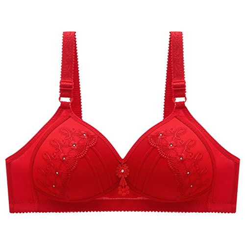 Sport BH in Übergröße ohne Stahlring mit Brustpolster, sexy Komfort-BH Bustier Damen (Red, 100C) von VBEDKDEB