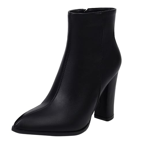 Stiefeletten Damen Stiefel Ankle Boots Damen Stiefeletten Mode Stiefel Reitstiefel Für Frauen Casual Boot Gummistiefel Schwarz (43) von VBEDKDEB
