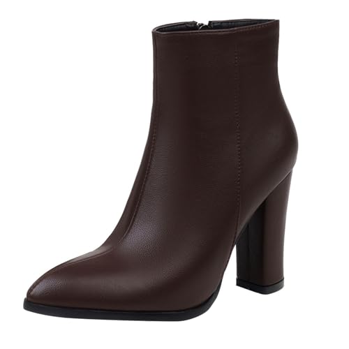 Stiefeletten Damen Stiefel Ankle Boots Damen Stiefeletten Mode Stiefel Reitstiefel Für Frauen Casual Boot Gummistiefel Schwarz (Brown, 38) von VBEDKDEB